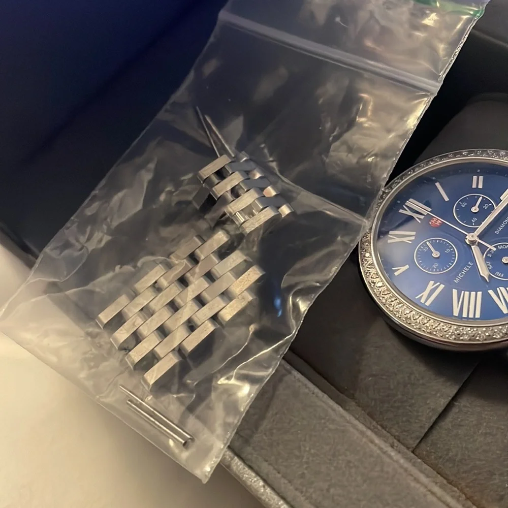 Michele Serein Blue Dial Mother of Pearl Chronograph Watch - Picture 5 of 8
